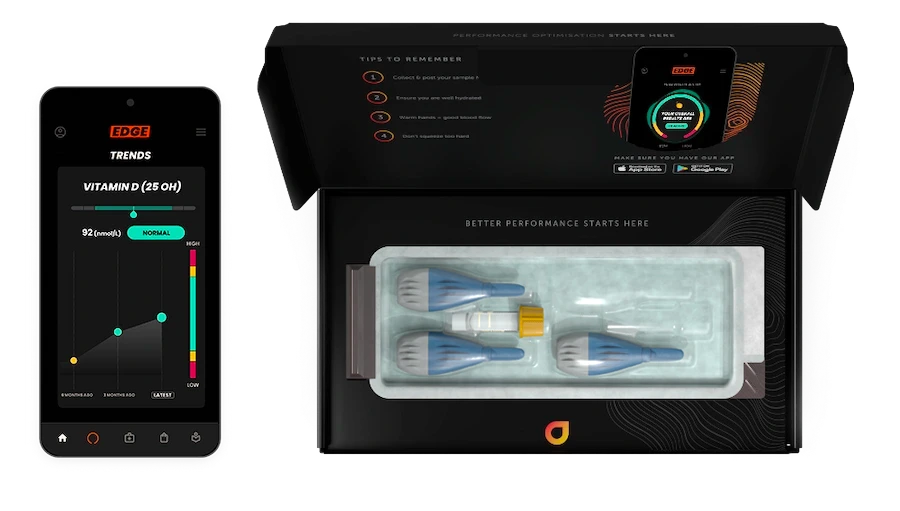 Edge Total Testosterone home blood test kit with app