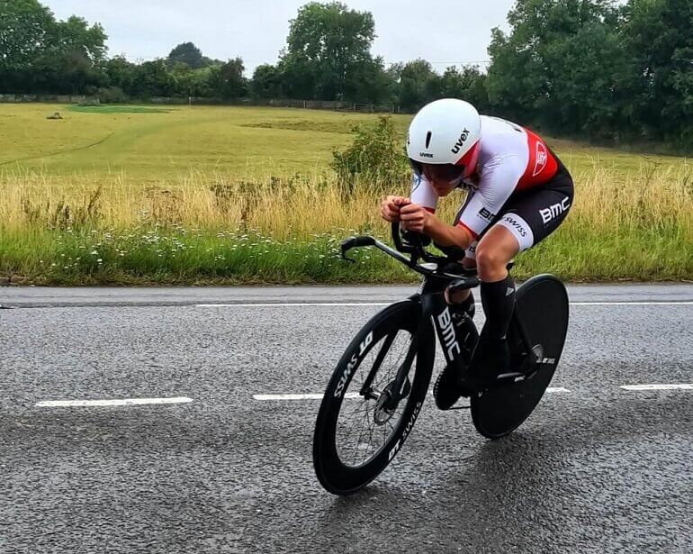 Katrina Matthews Cycling during a triathlon