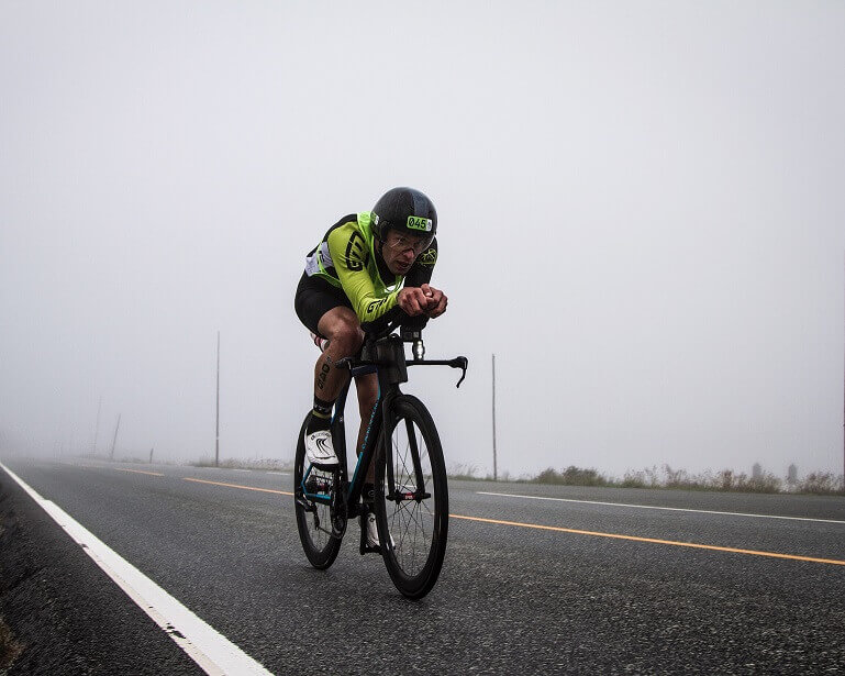 Mark Threlfall Cycling during his triathlon