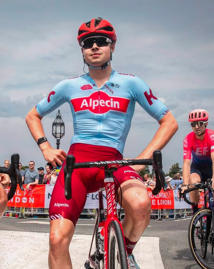 Harry Tanfield sitting on a bike