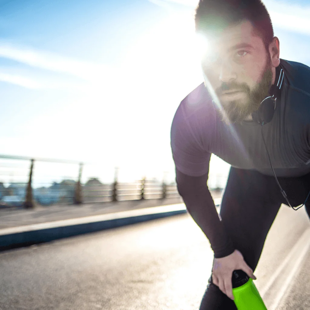 Jogger resting after running